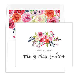 White Floral Bunch Thank You Folded Note Cards